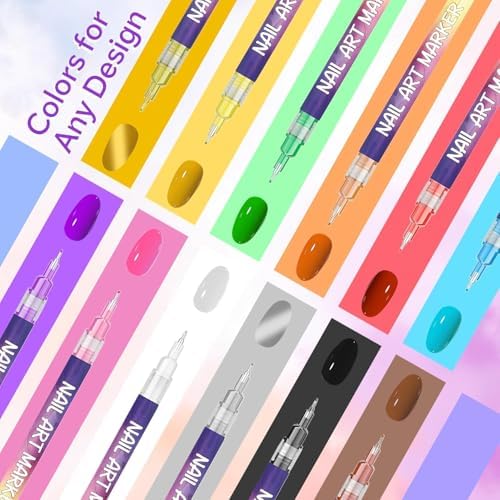 12 vibrant shades of nail polish pens for DIY design