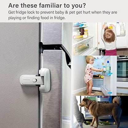 Two pack child proof refrigerator freezer door latch