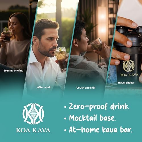 Koa Kava premium green kava powder mixed in a clear glass of water