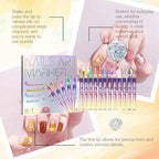 Close up of waterproof nail polish pen tip drawing lines