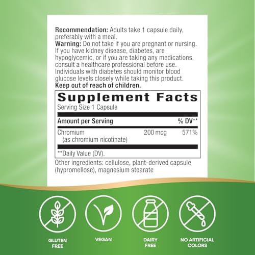 Nature's Way premium USA imported GTF Chromium dietary supplement packaging
