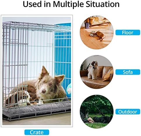 VERZEY washable dog cushion inside a metal wire crate for large pets.