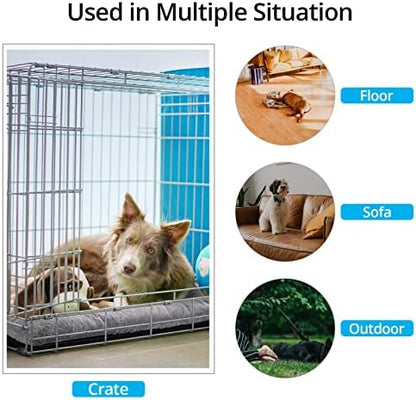 VERZEY washable dog cushion inside a metal wire crate for large pets.