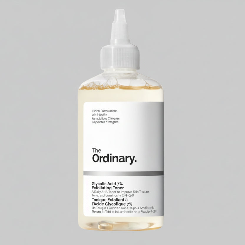 The Ordinary Glycolic Acid 7% toner for skin exfoliation and brightening