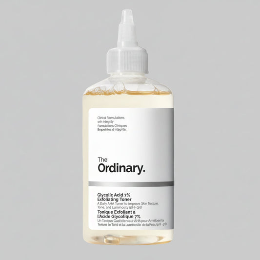 The Ordinary Glycolic Acid 7% toner for skin exfoliation and brightening