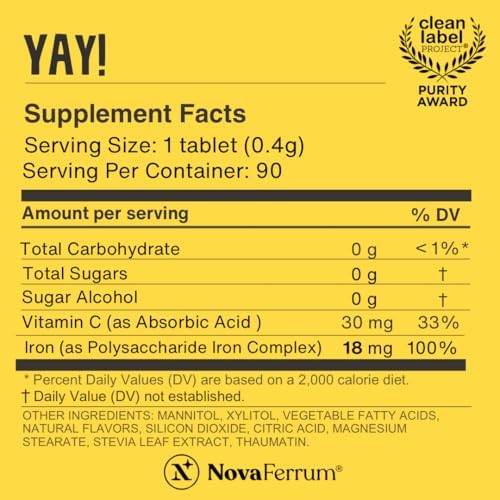 NovaFerrum children and adults chewable iron supplement bottle side view