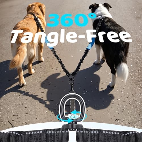 Shock absorbing green elastic bungee cord leash mechanism stretched out showing flexibility.