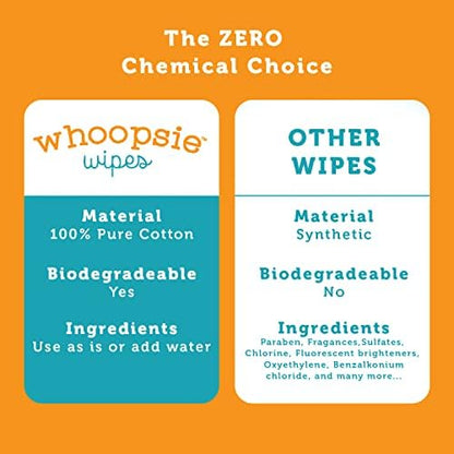 Whoopsie Wipes â€“ The Original 100% Pure Cotton Dry Baby Wipes â€“ Ultra Soft, Unscented, Chemical-Free Wipes for Sensitive Skin â€“ Use Dry or Add Water for Wet Wipes â€“ 6 Packs (600 Count) - Image 6