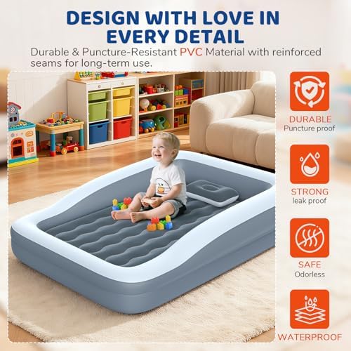 Dicolin children portable mattress setup with raised protective side rails