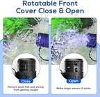 Hygger 4W aquarium pump illustrating the three hundred and sixty degree rotation feature for directional water flow.