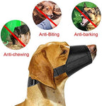 Black nylon safety dog muzzle with adjustable strap and quick release buckle