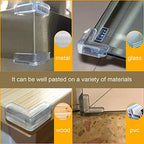 Lomily corner guard applied to a glass edge for child proofing