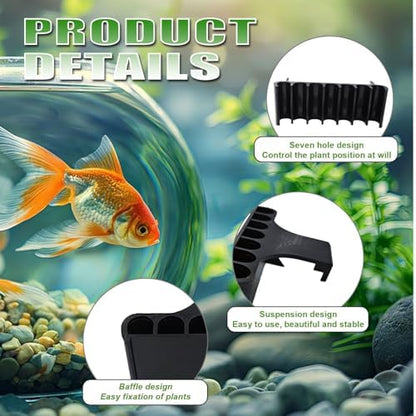 Aidmi fish tank plant holder black two pack with long hook