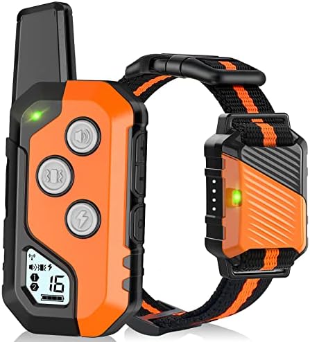 Close up of PIOUNS dog collar receiver and remote LCD screen