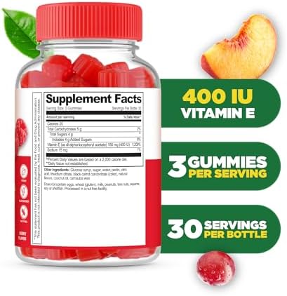 Lifeable Vitamin E 400 IU gummies supplement facts label