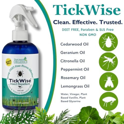 USA imported 3Moms Organics non toxic tick spray for outdoor activity