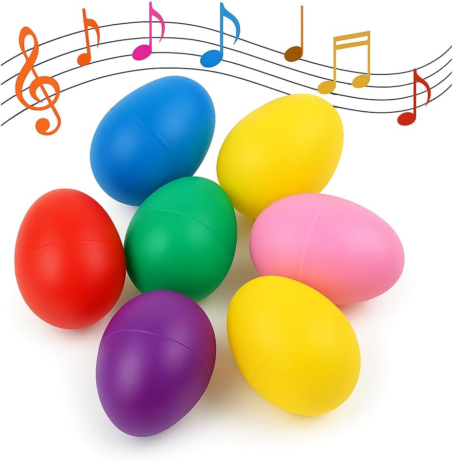 GIFTEXPRESS 18 Pieces Easter Egg Shakers front view displaying vibrant multicolored percussion instruments for toddlers.