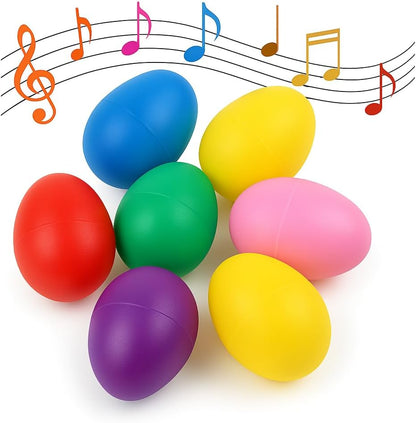 GIFTEXPRESS 18 Pieces Easter Egg Shakers front view displaying vibrant multicolored percussion instruments for toddlers.