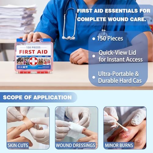 Small portable first aid kit being placed into a vehicle glove compartment.