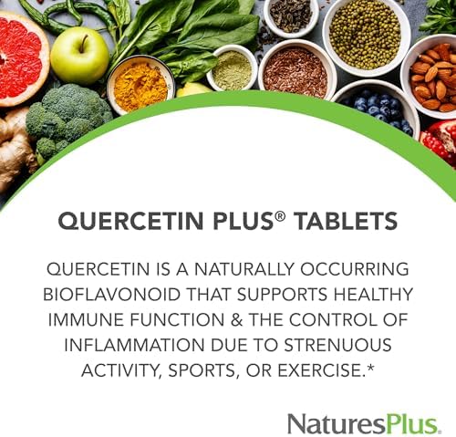 NaturesPlus Quercetin Plus bottle showing key ingredients and dosage