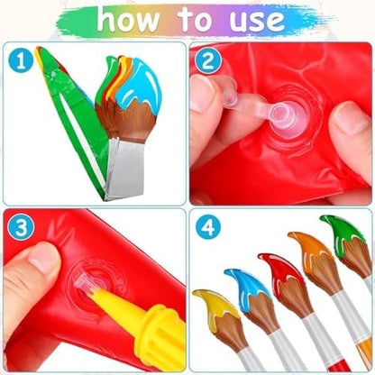 Jumbo PVC inflatable paintbrushes in five vivid colors
