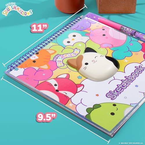 Children using the Squishmallows activity book for mess-free and screen-free creative crafting during travel.