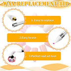 Clear storage case filled with twelve pieces of Blulu white wax replacement heads for nail dotting pens