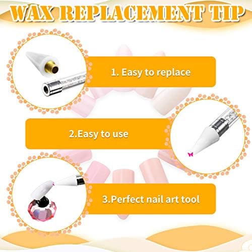 Clear storage case filled with twelve pieces of Blulu white wax replacement heads for nail dotting pens