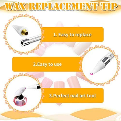 Clear storage case filled with twelve pieces of Blulu white wax replacement heads for nail dotting pens