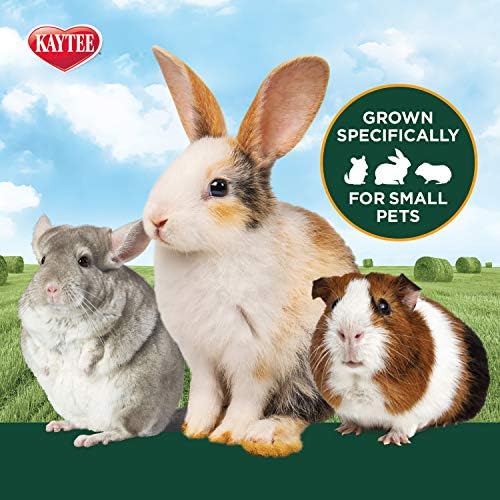 Kaytee Timothy Hay and Orchard Grass back packaging showing feeding instructions and ingredient details