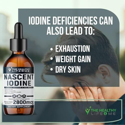 The Healthy Life 4 Me Nascent Iodine supplement bottle held in hand