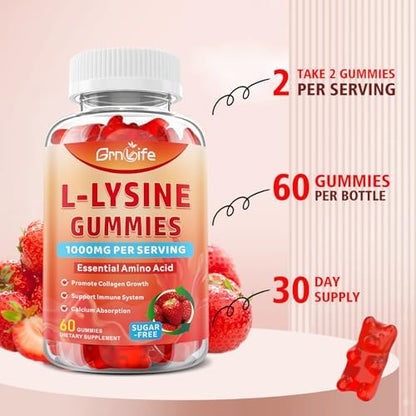 GrnLife L-Lysine 1000mg Gummies nutritional information panel