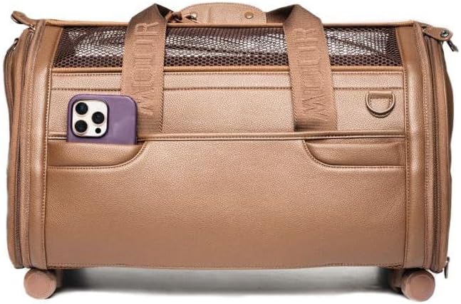 Moor Nyc cocoa luxury pet travel bag front view