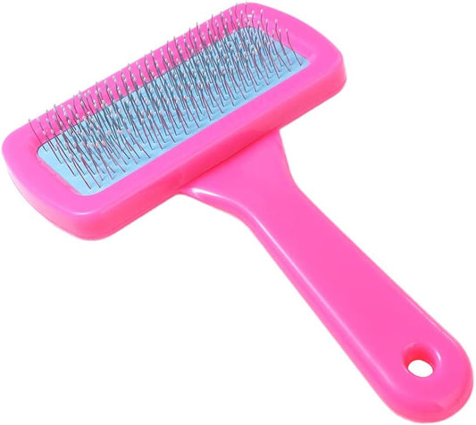 OEM Portable Pet Grooming Comb front view pink slicker brush for cats and dogs