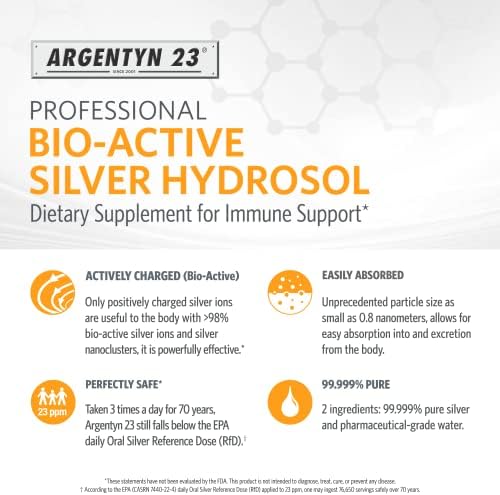 Argentyn 23 eight fluid ounce supplement bottle size reference