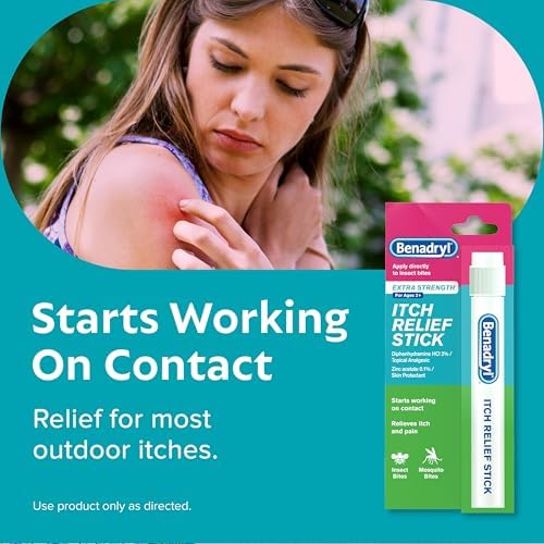 Benadryl extra strength formula for insect bite and sunburn relief.