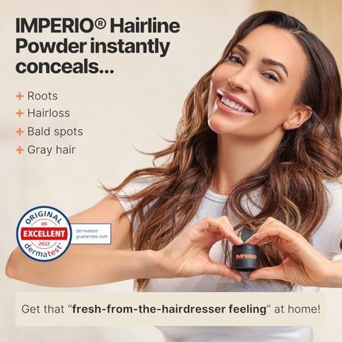 User applying Imperio root touch up powder with sponge