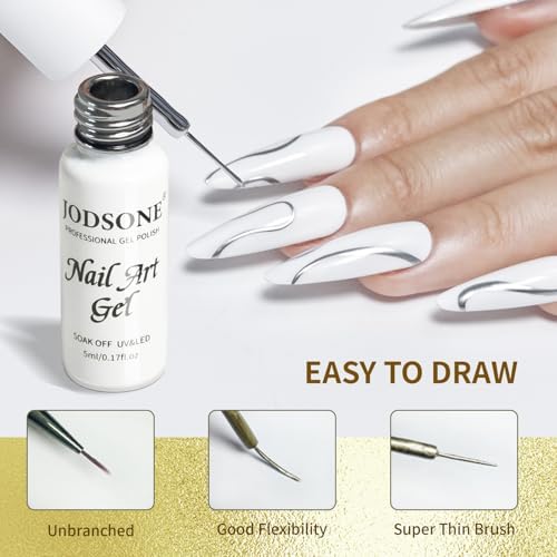 Manicure featuring Jodsone metallic 3D chrome nail art designs