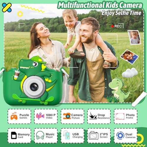 Dwfit toddler portable camera showing the dual lens selfie mode feature