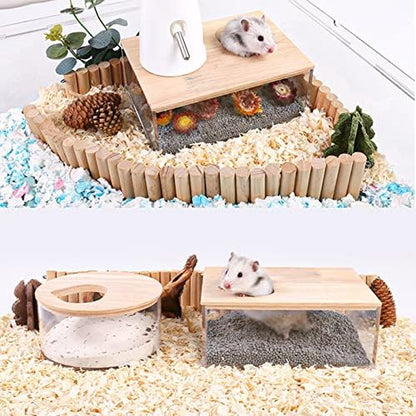 kathson Hamster Sand Bath Box Transparent Acrylic Small Animals Shower Bathtub Guinea Pigs Digging Sand Container Cage Accessories for Lemmings Gerbil Mice Hedgehog Chinchilla (Rectangle) - Image 7
