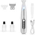 AMNICOOK dog paw trimmer front view showing white cordless pet clipper with LED light