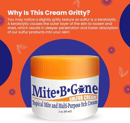 Mite-B-Gone topical sulfur ointment for homeopathic scabies symptom relief.