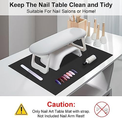 Foldable PU leather manicure hand rest pad in black