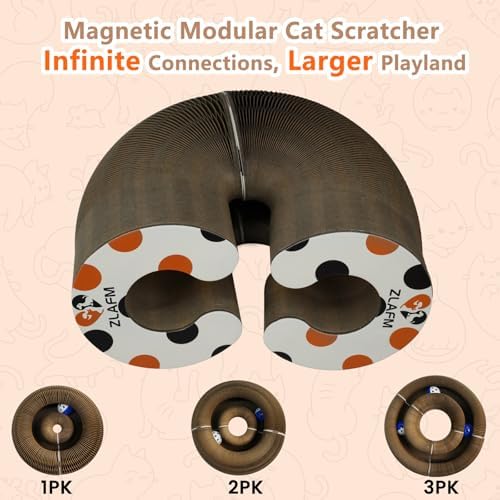 ZLAFM interactive cat toy configured into an extended tunnel shape for multiple kittens to play together.