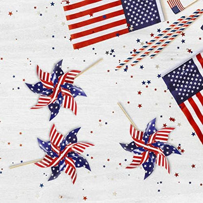 Patriotic outdoor wind spinner set for patio and lawn