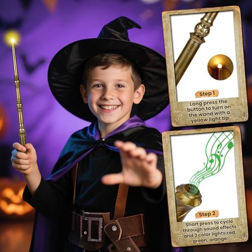 Children holding KingVows gold wizard wands for cosplay