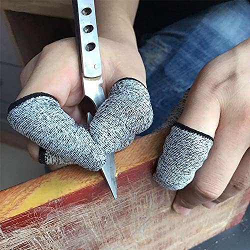 Grey fabric anti slip finger covers used for kitchen cutting safety