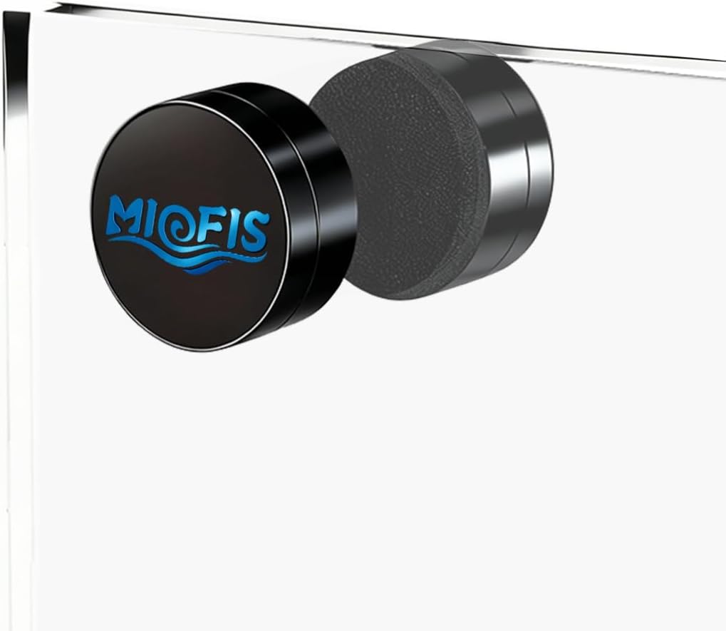 Miofis magnetic aquarium cleaner front view showing compact nano design for fish tank glass cleaning.