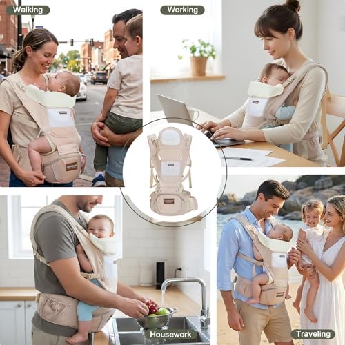 Khaki Luollabytel baby holder with breathable mesh fabric view