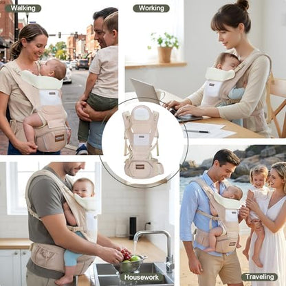 Khaki Luollabytel baby holder with breathable mesh fabric view